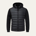 Dama Washington Nash men's puffer jacket black hooded quilted zip up - front view