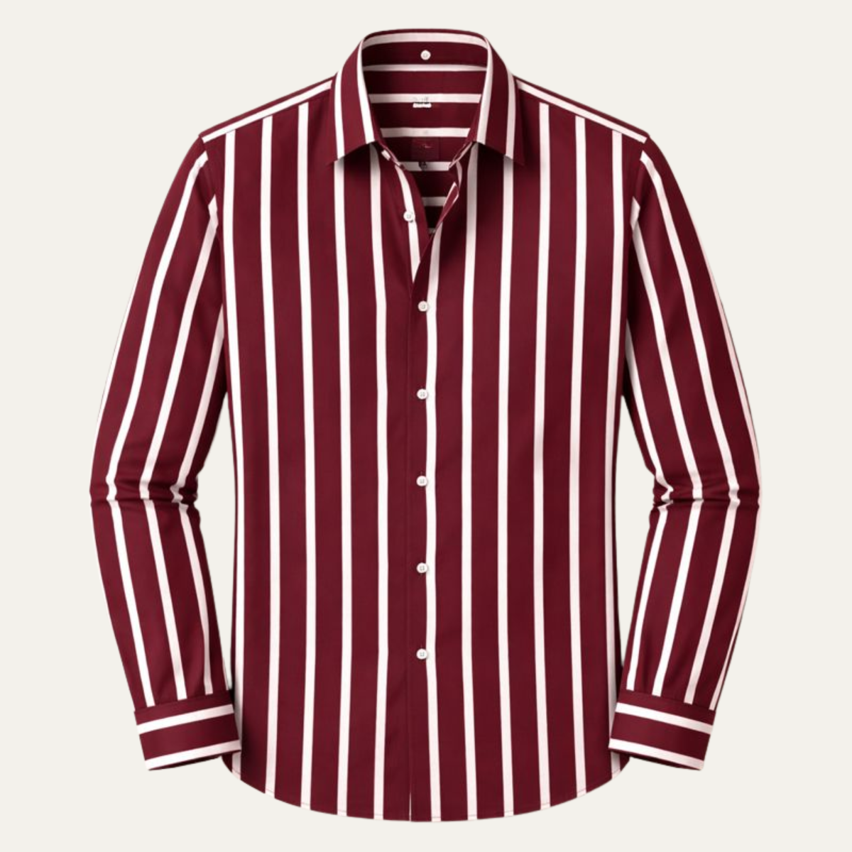 Kai | Men's Striped Button Up Shirt Burgundy White