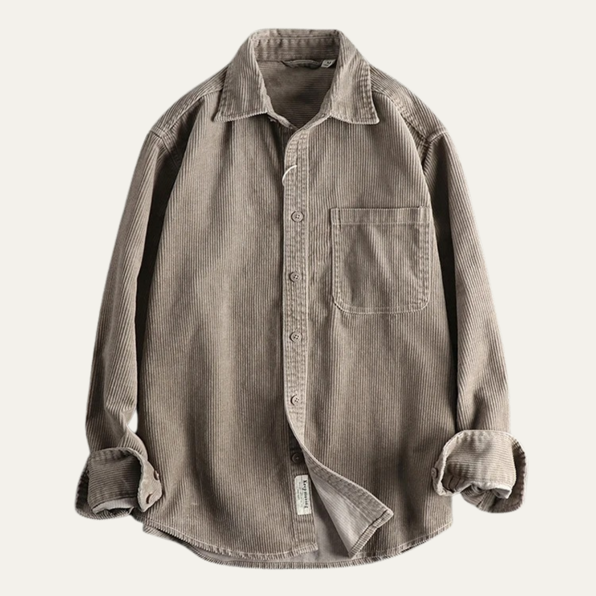 Beau | Men's Vintage Corduroy Button Up Shirt Beige