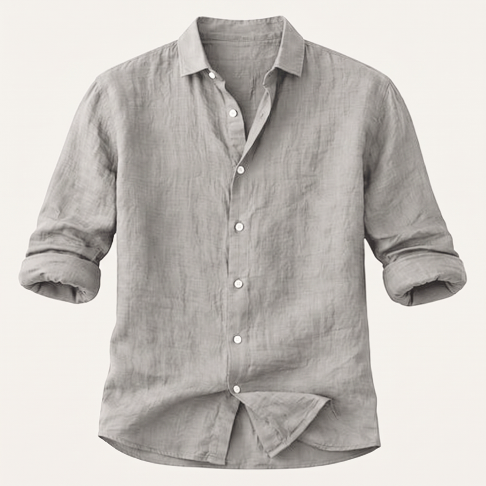 Omar | Men's Linen Shirt Charcoal Gray Button Up