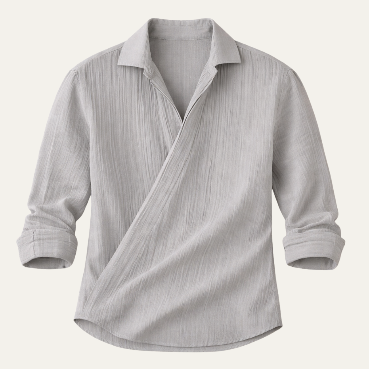 Eli | Men's Cream Ribbed Button Up Shirt Long Sleeve