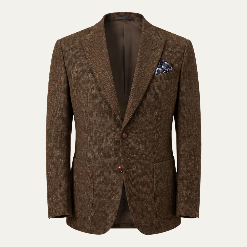 Bram | Men's Herringbone Wool Blazer Tweed Single Breasted