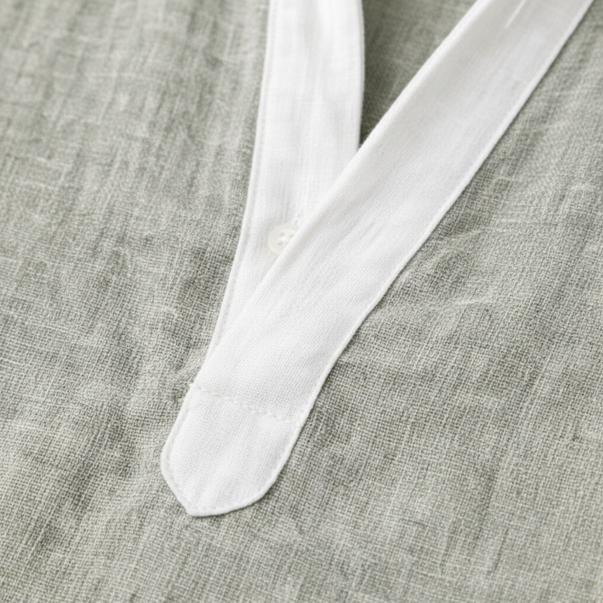 Lars | Men's Linen Shirt Sage Green Long Sleeve Henley