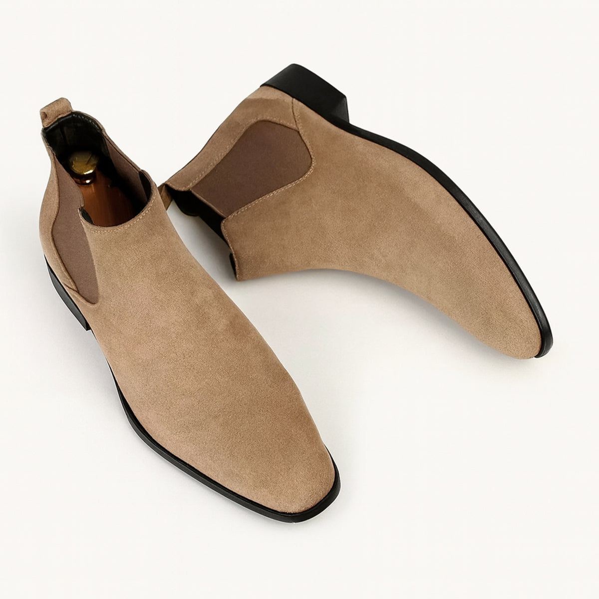 Bram | Men's Suede Chelsea Boots Beige Slip On
