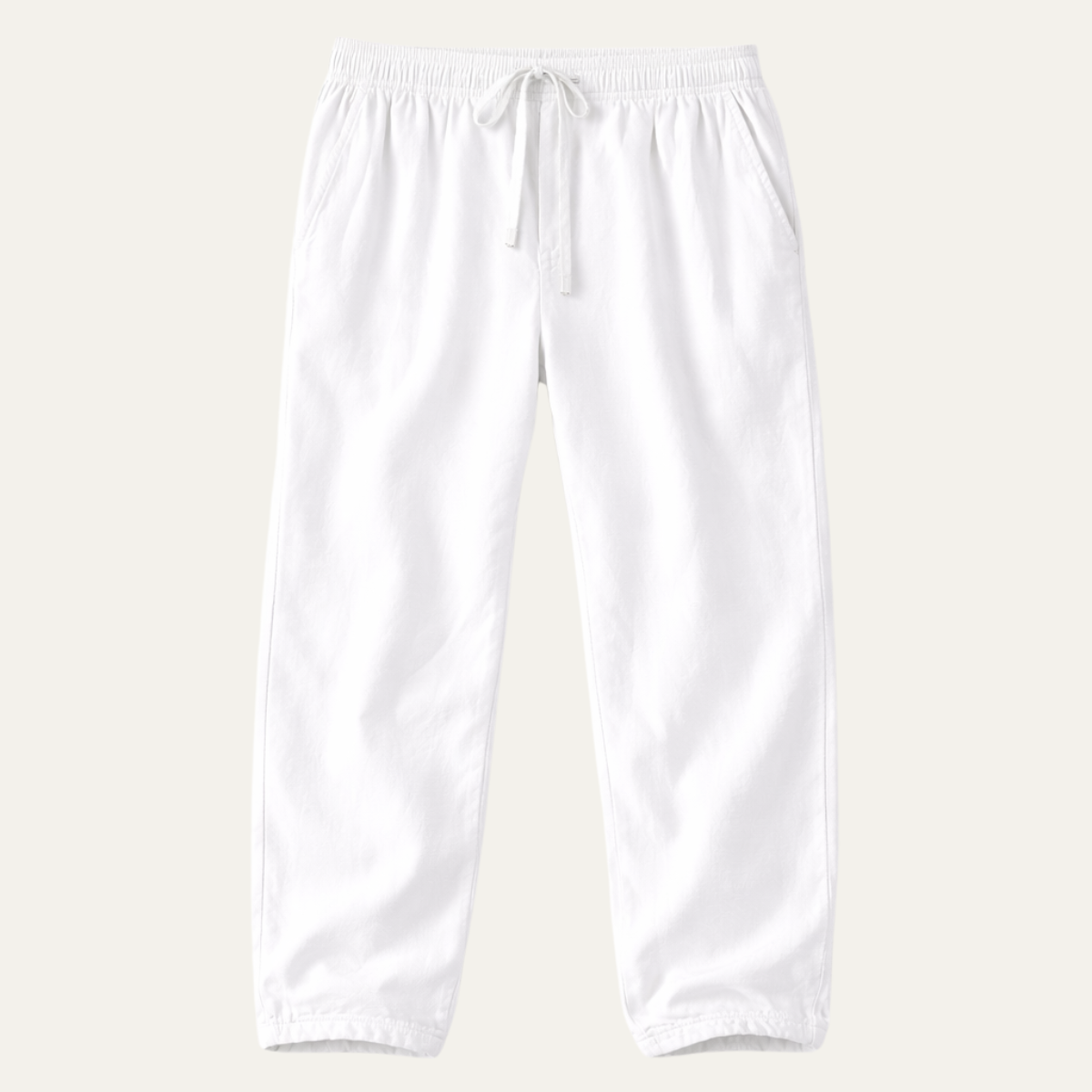 Axel | Men's Casual Loose Fit Linen Drawstring Pants White