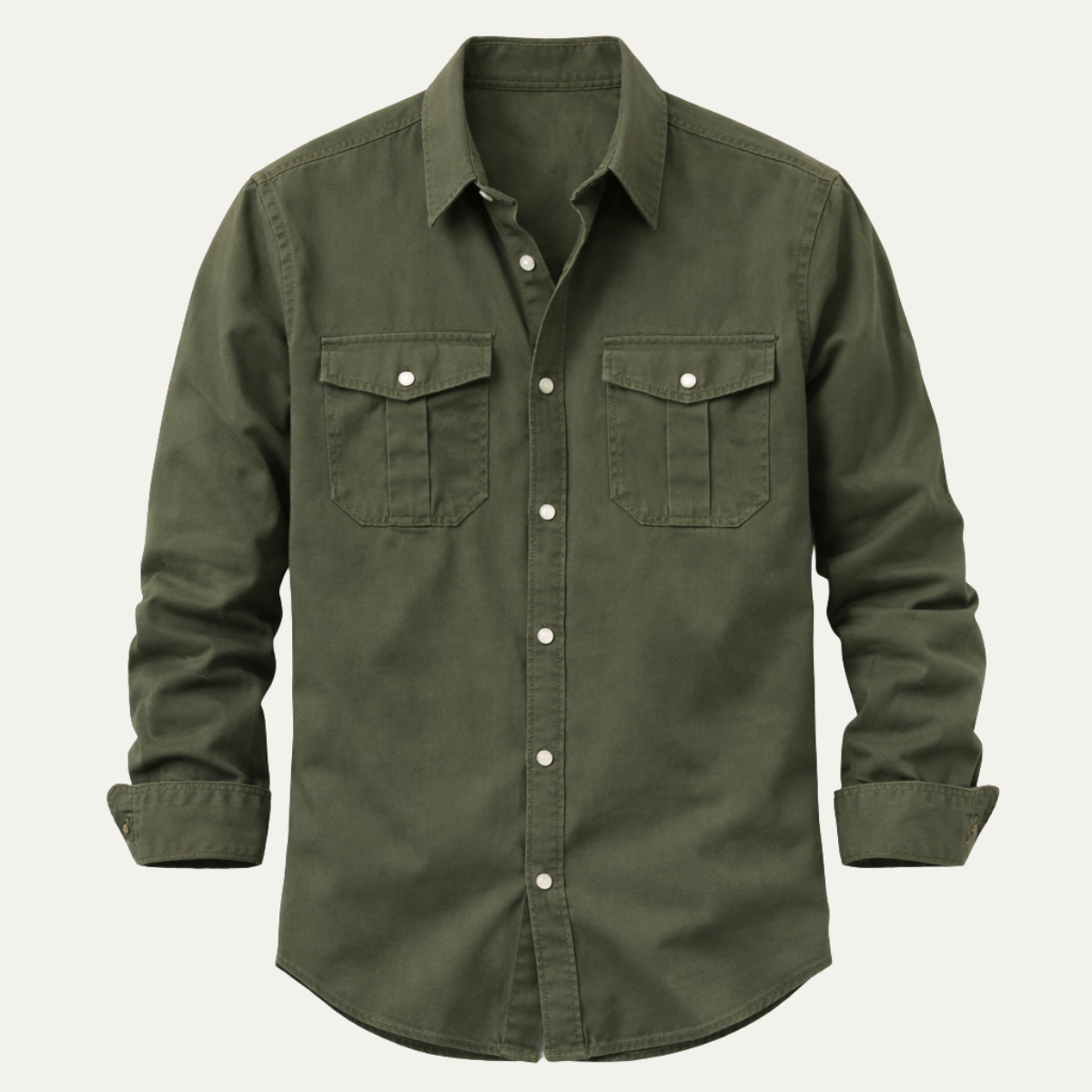 Ezra | Men's Utility Button Up Shirt Olive Long Sleeve