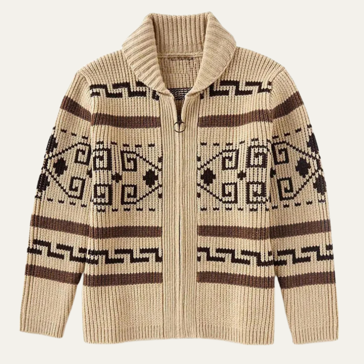 Sage | Men's Argyle Crew Neck Sweater Cream Brown