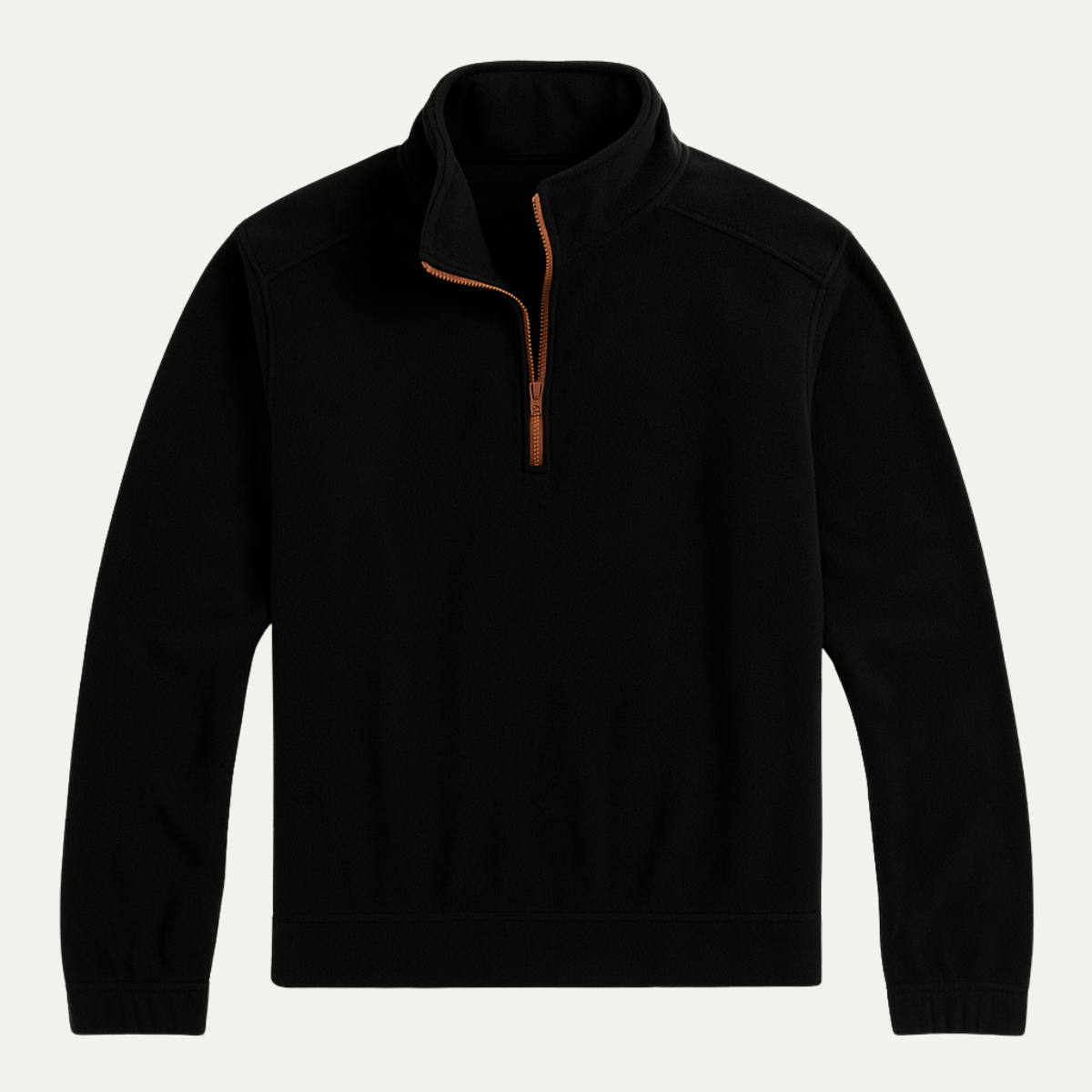 Beau | Men's Quarter Zip Fleece Sweater Beige Heathered