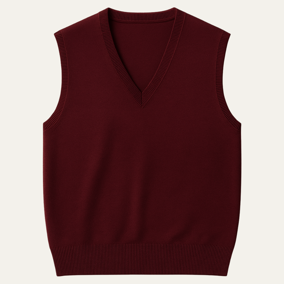 Callum | Men's V Neck Sweater Vest Burgundy Layering Knit