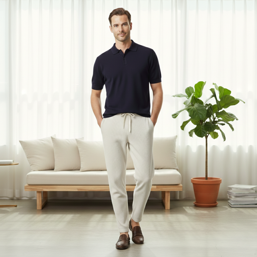 Dama Washington Rhys men's casual ribbed lounge pants cream - view 10