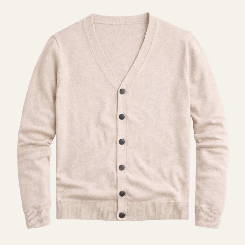 Dama Washington Leo men's cardigan cream v neck button up long sleeve - view 4