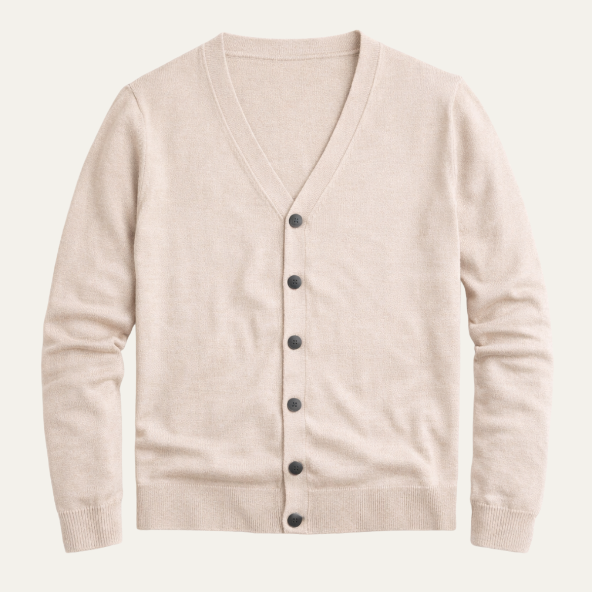 Leo | Men's Cardigan Cream V Neck Button Up Long Sleeve