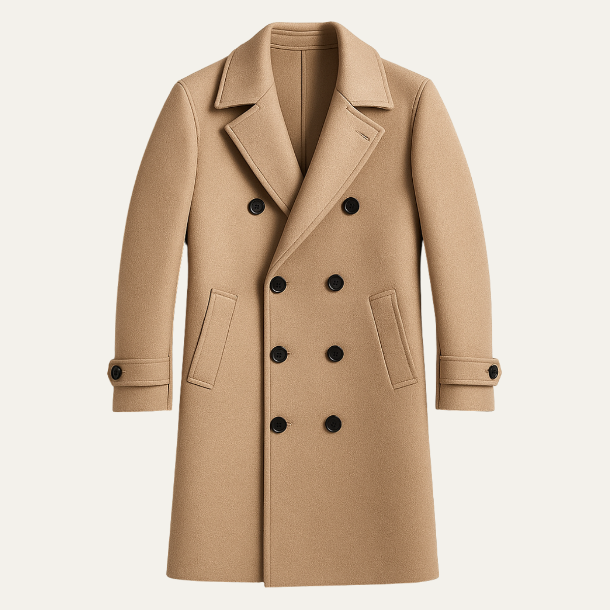 Casen | Men's Double Breasted Wool Coat Camel Long