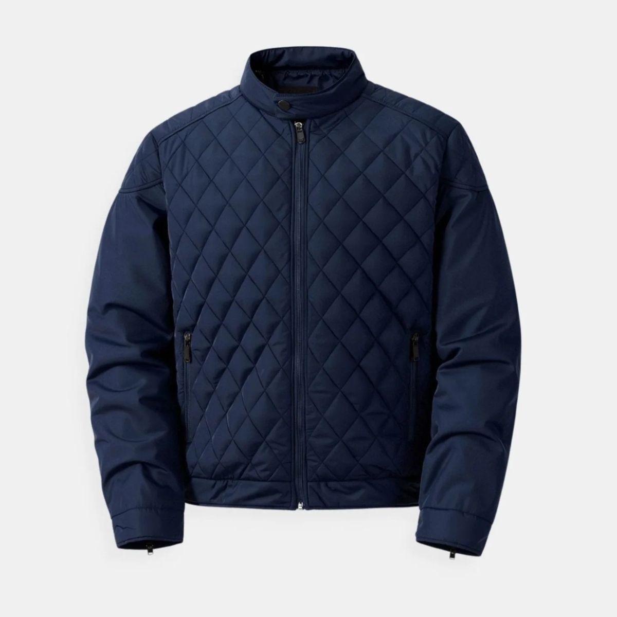 Beau | Men's Quilted Jacket Navy Blue Lightweight Zip Up