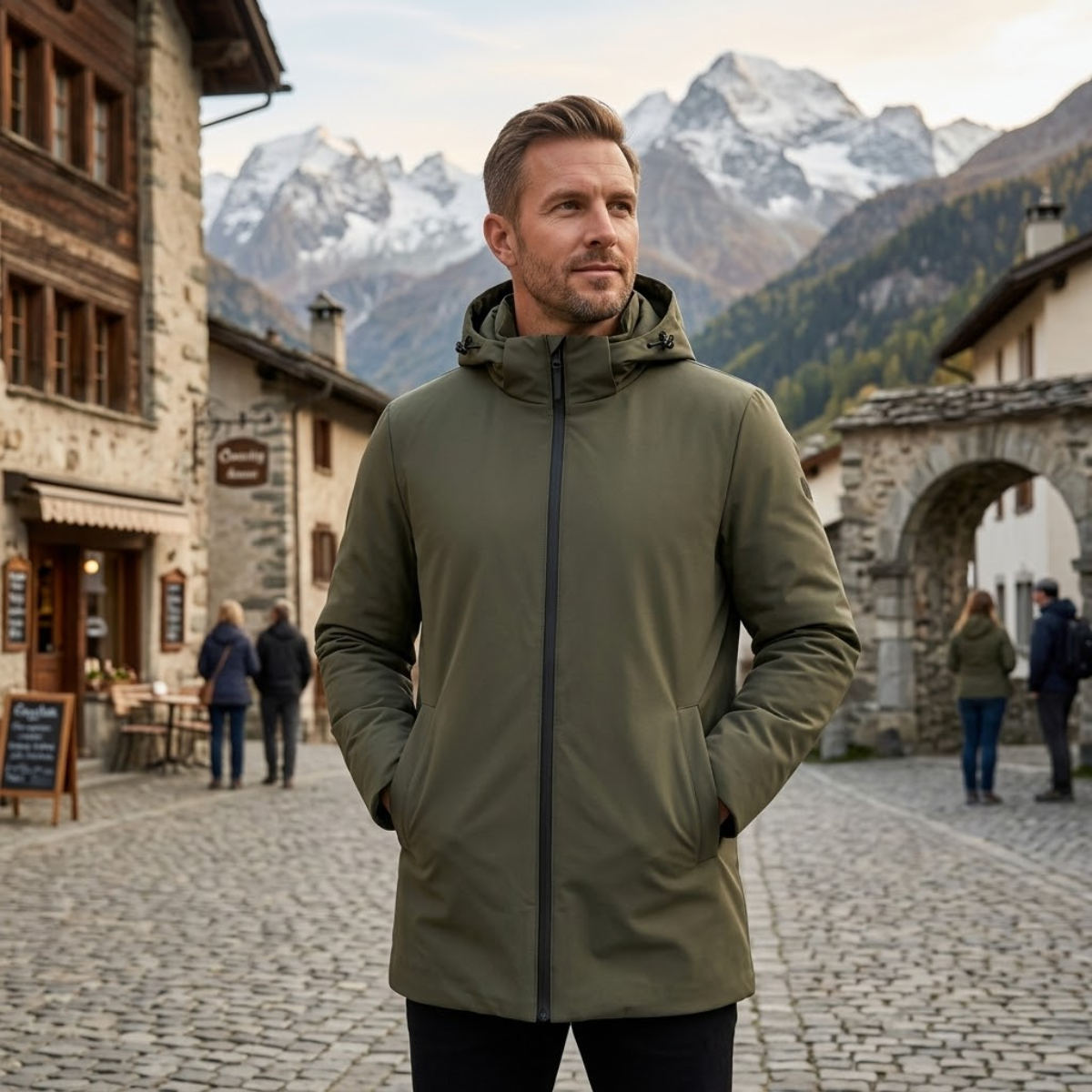 Jasper | Men's Puffer Jacket Olive Warm Hooded