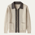 Dama Washington Axel men's collared cardigan sweater black cream knit - view 3