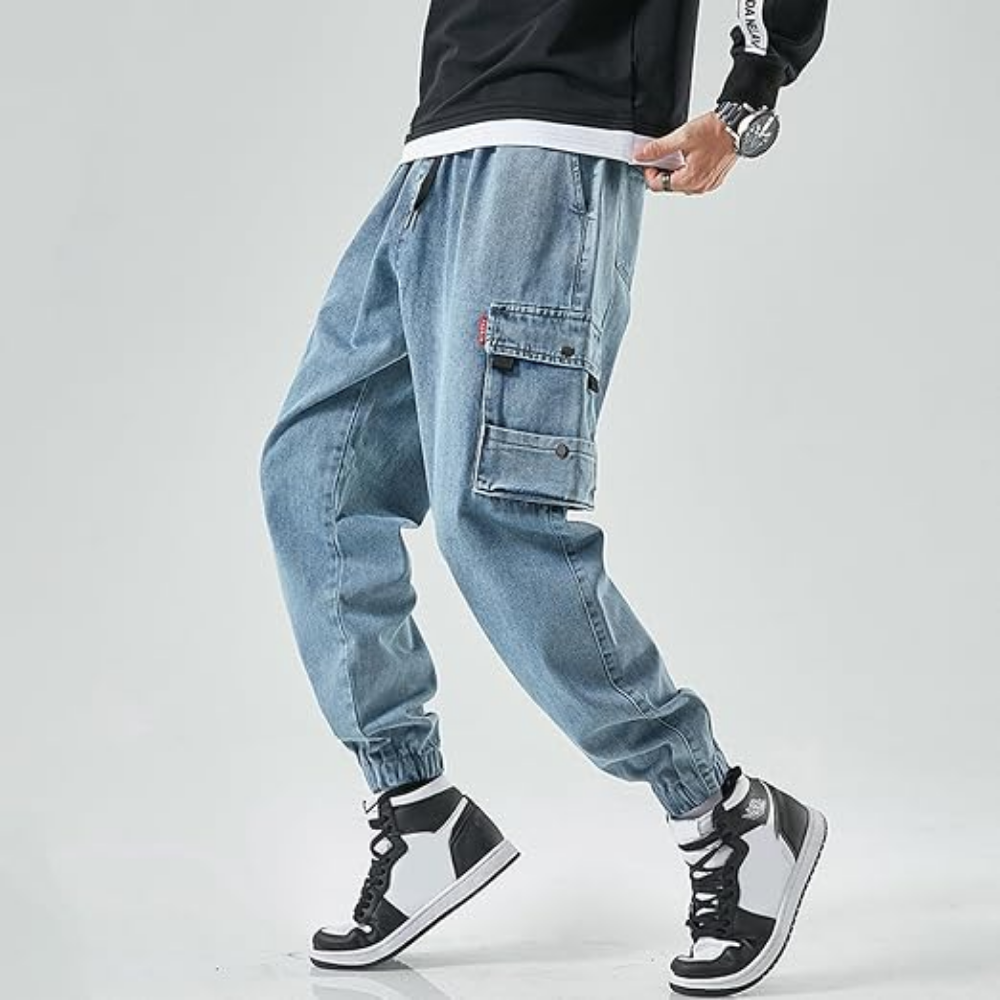 Dama Washington Rowan men's cargo jeans light blue tapered jogger - view 3