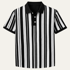 Dama Washington Bram men's striped knit polo shirt black cream - view 2
