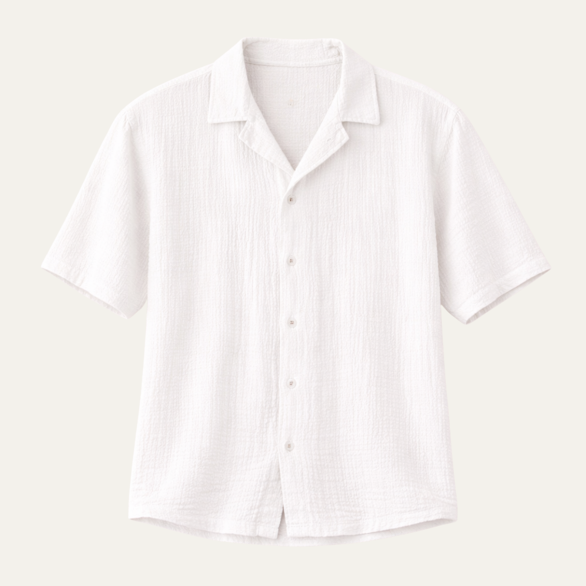 Blake | Men's Camp Collar Shirt White Linen Short Sleeve