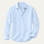 Dama Washington Kai men's linen blend button up shirt light blue - view 5