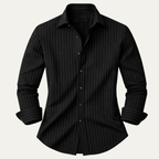 Dama Washington Rory men's pinstripe button down shirt black long sleeve - view 6