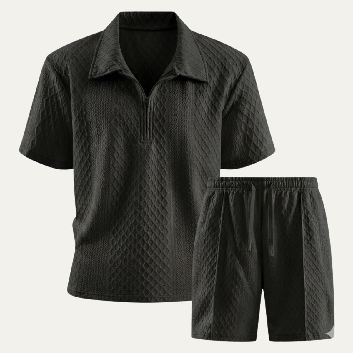 Royce | Men's Lounge Set Cream Short Sleeve Shirt Shorts