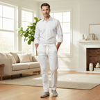 Dama Washington Lars men's linen pants white drawstring relaxed fit - view 7