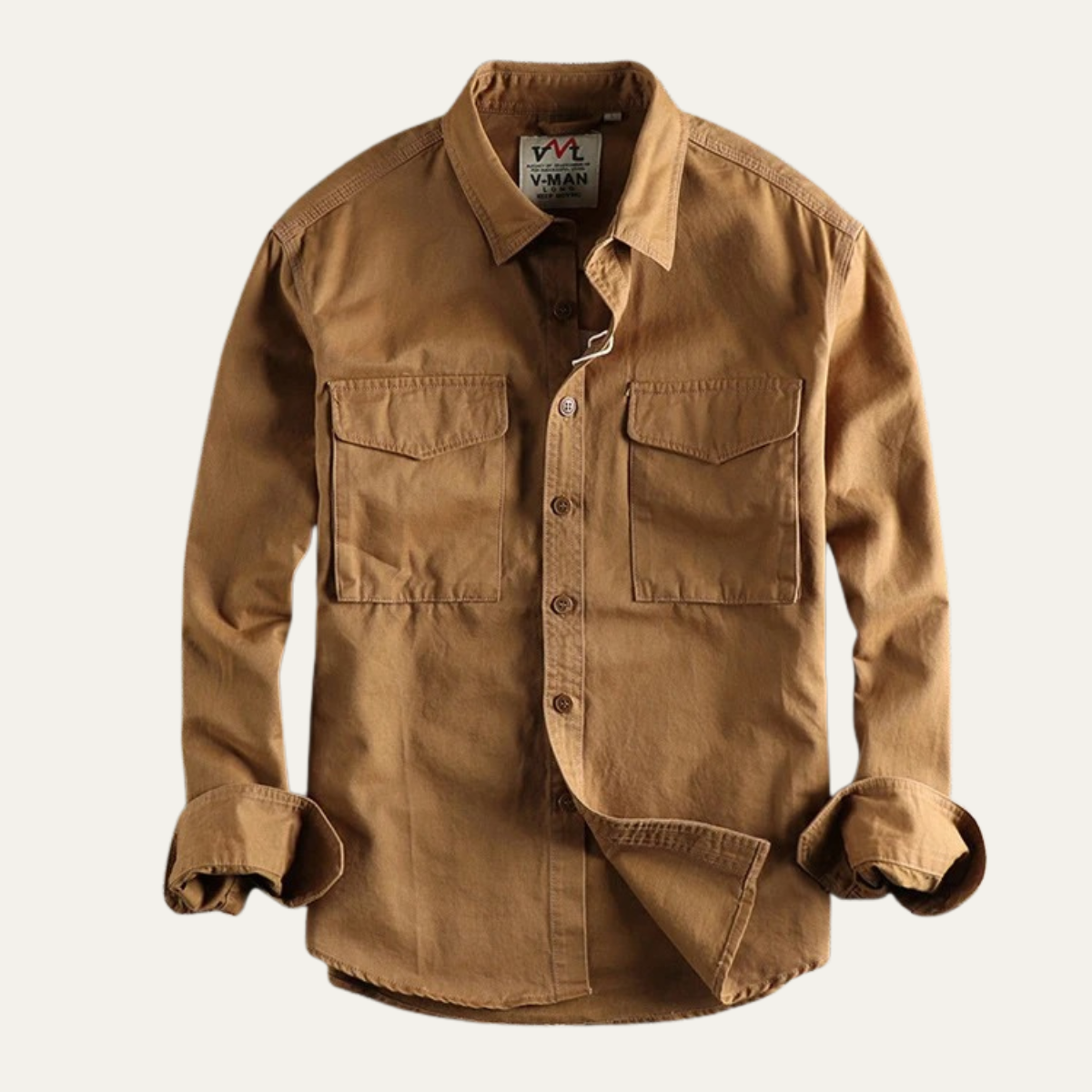 Grant | Men's Utility Denim Shirt Khaki Long Sleeve