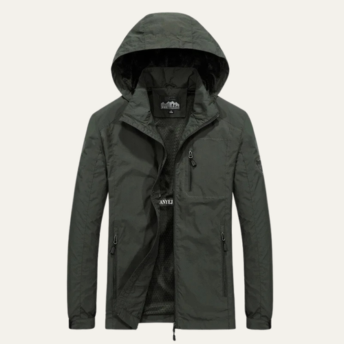 Dama Washington Ada men's waterproof rain jacket hooded gray windbreaker - front view