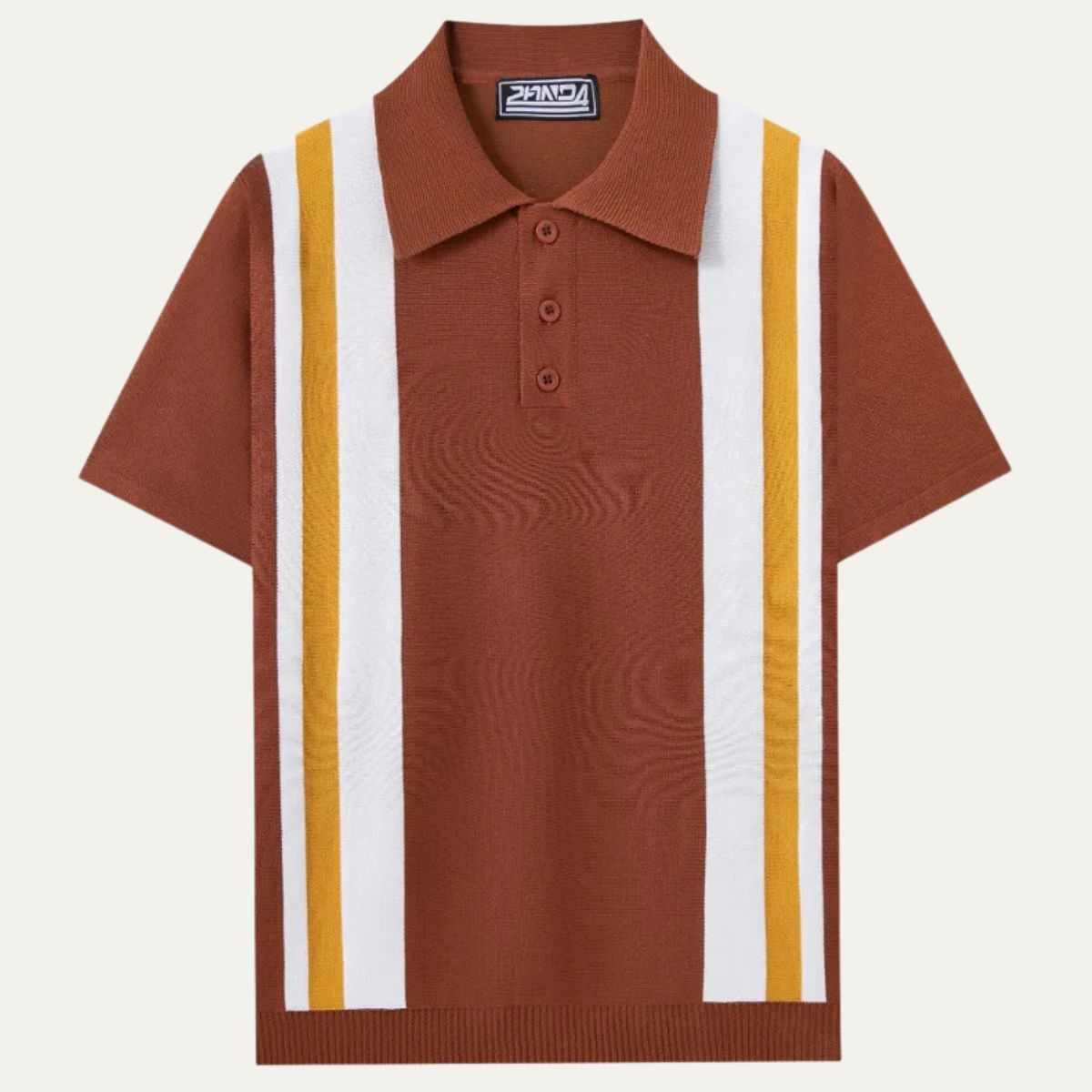 Axel | Men's Casual Striped Knit Polo Shirt Brown Gold White