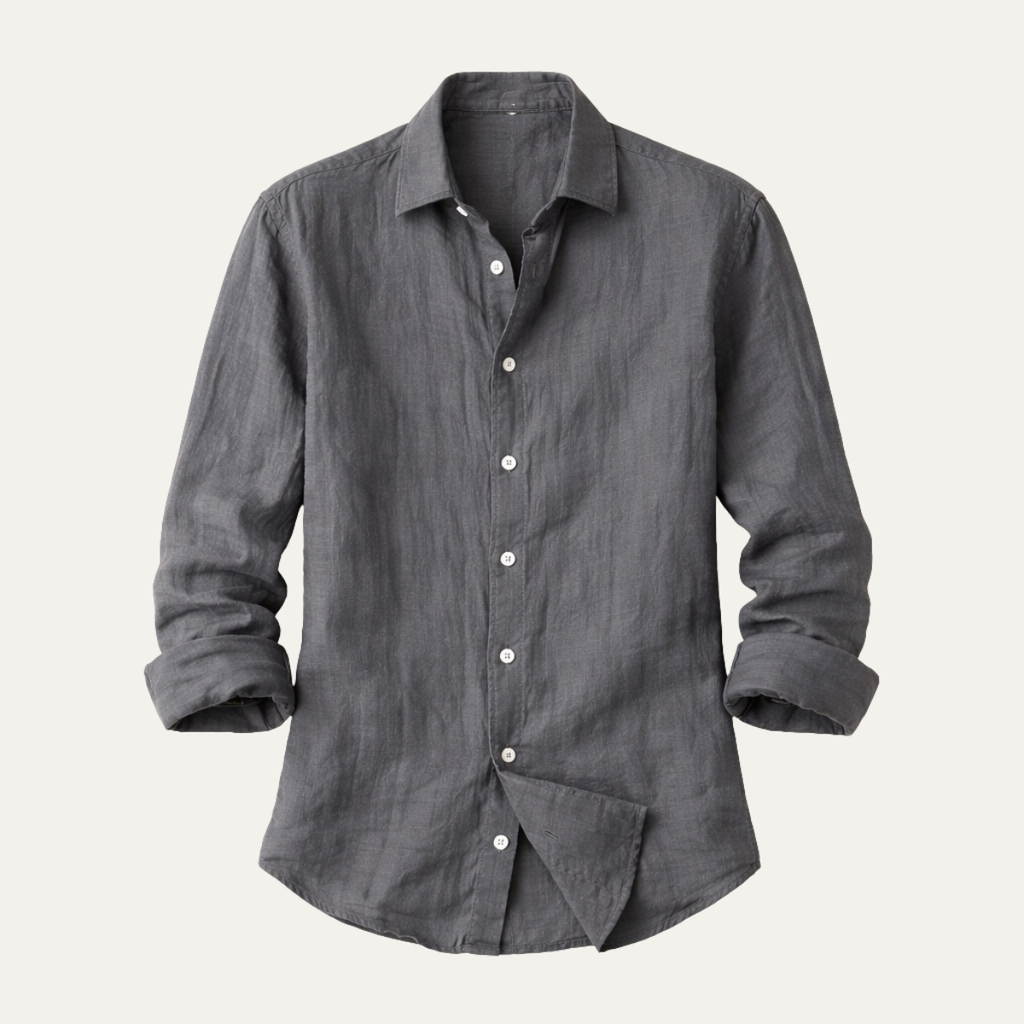 Dama Washington Jet men's linen shirt gray long sleeve button up - view 5