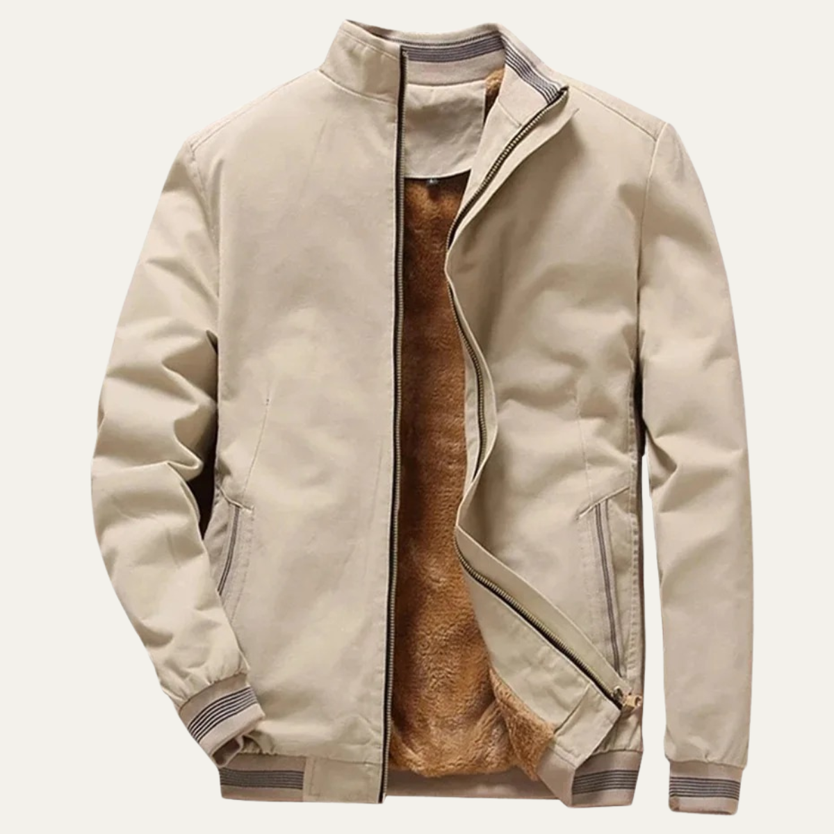 Hugo | Men's Sherpa Fleece Lined Bomber Jacket Cream