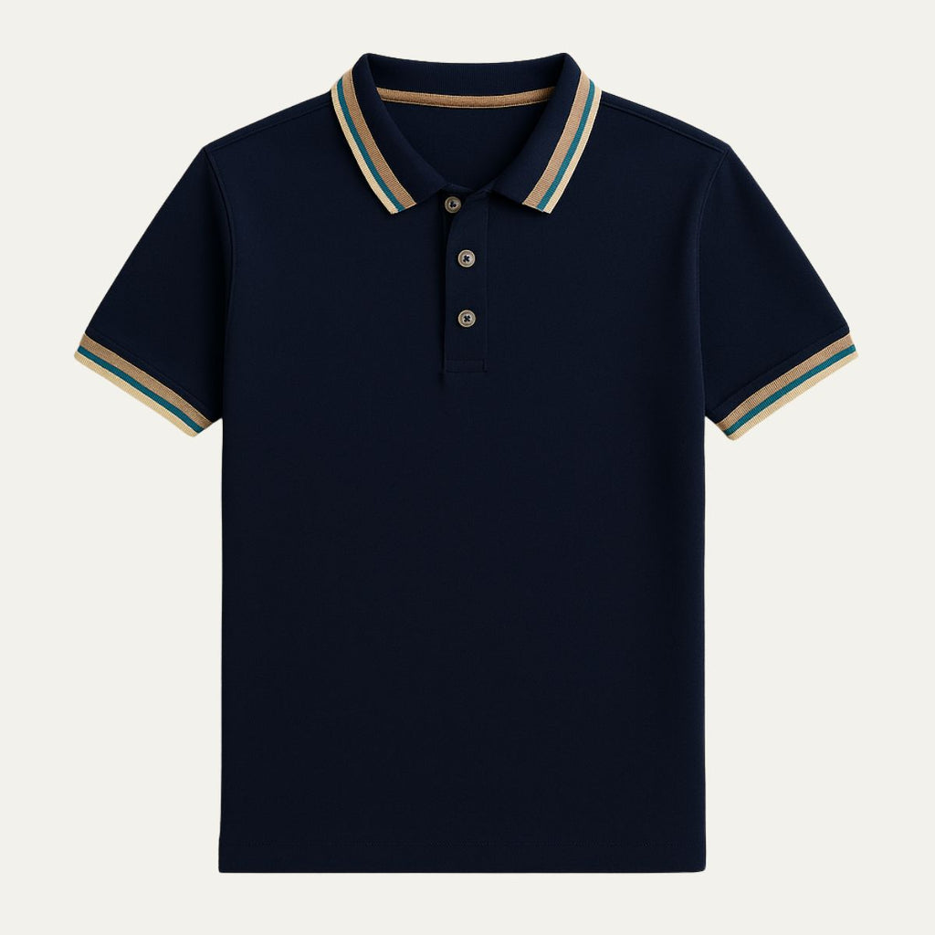 Dama Washington Thea men's striped polo shirt white teal - view 6