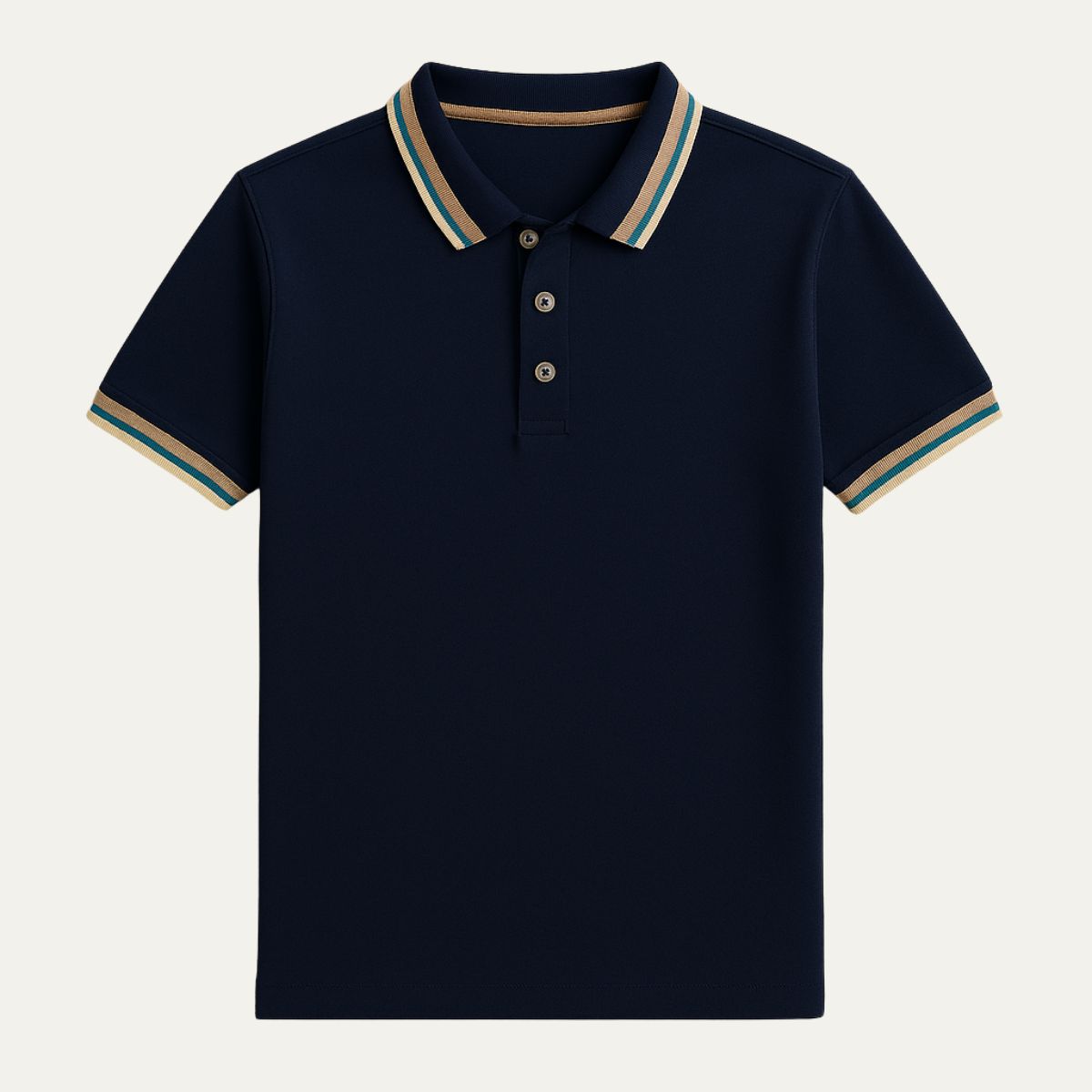 Thea | Men's Striped Polo Shirt White Teal