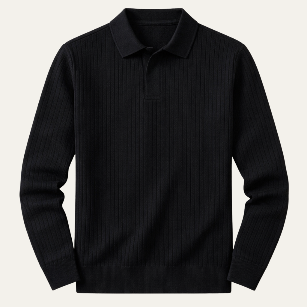 Dama Washington Bram men's smart casual pinstripe polo shirt black - view 4