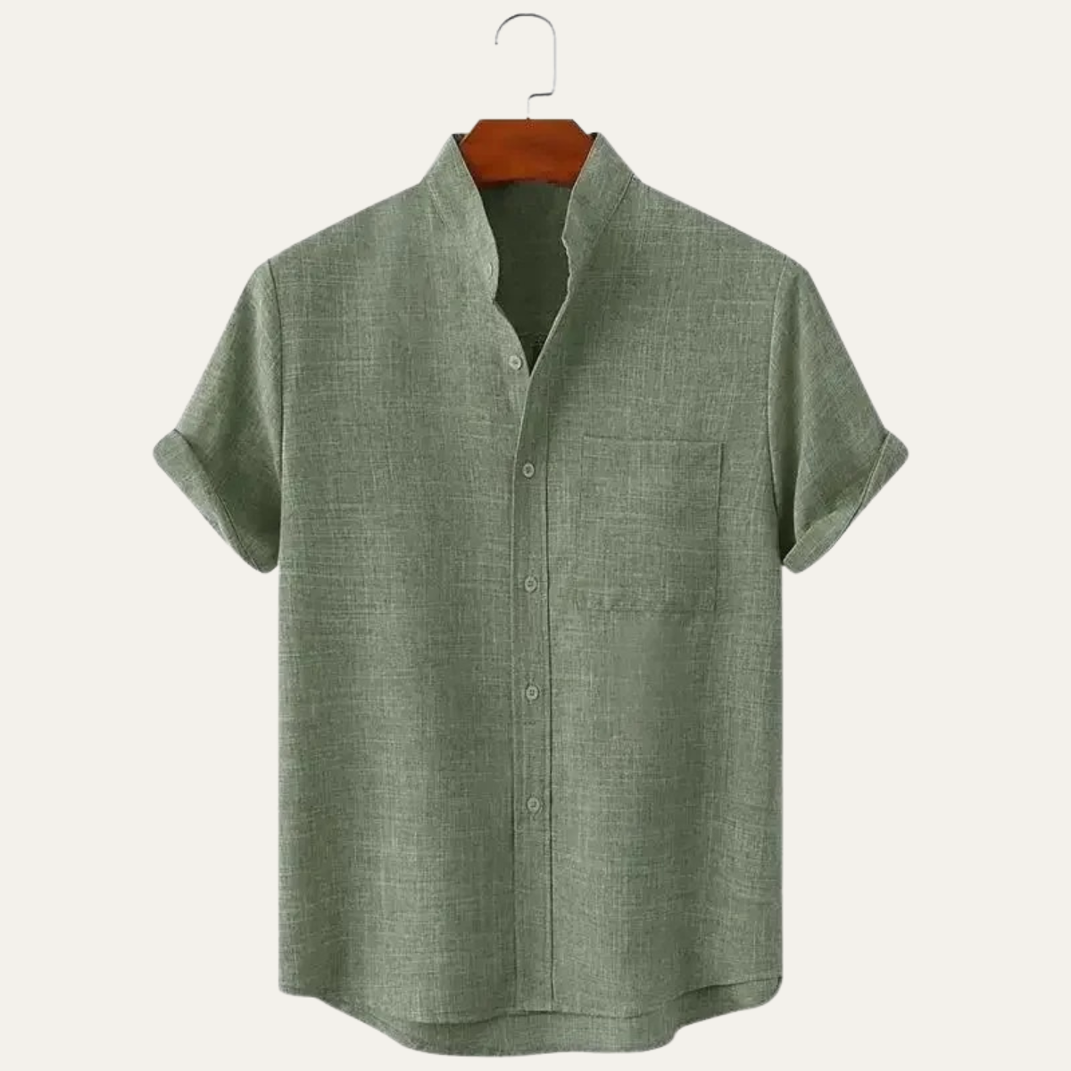 Jasper | Men's Short Sleeve Linen Button Up Shirt Sage Green