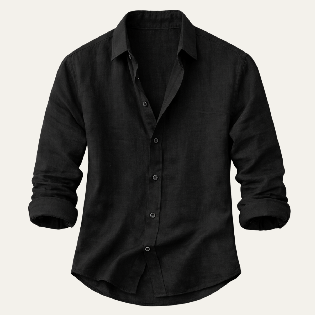 Sage | Men's Linen Button Up Shirt Black Long Sleeve