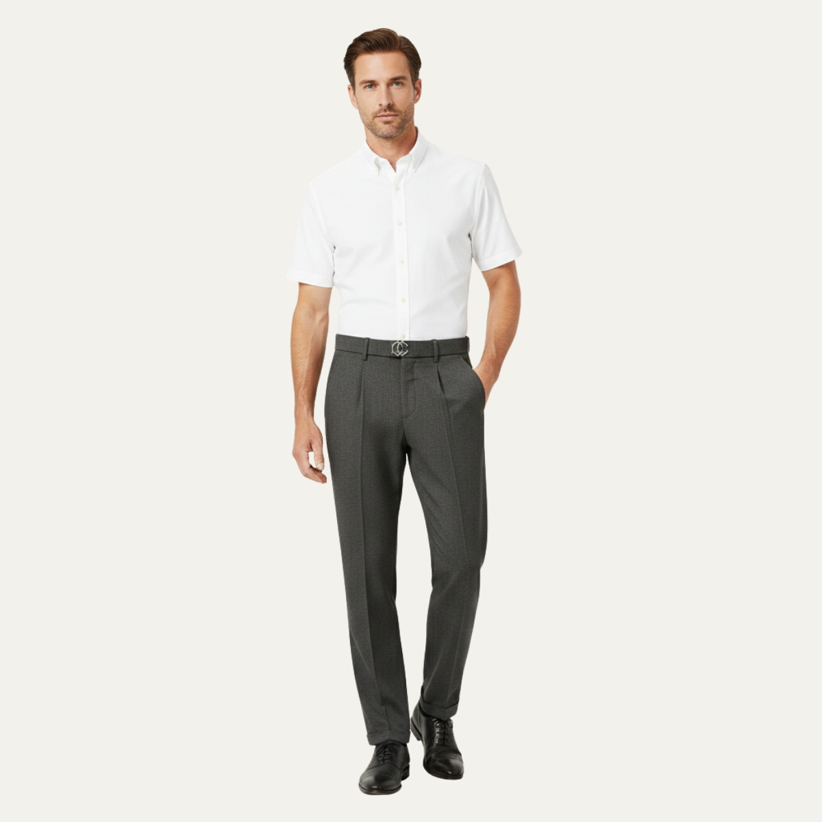 Orson | Men's Tailored Dress Pants Gray Pleated Straight Leg