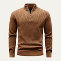 Dama Washington Axel men's textured quarter zip sweater camel - front view
