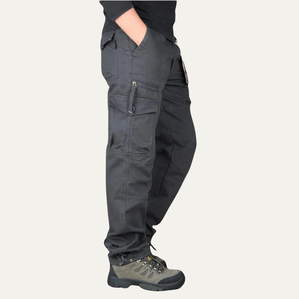 Ezra | Men's Cargo Pants Beige Multiple Pockets Relaxed Fit