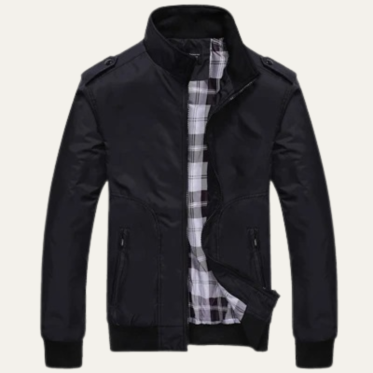 Vance | Men's Lightweight Bomber Jacket Black Plaid Lined