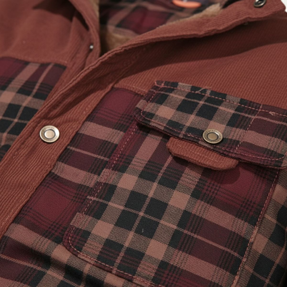 Rhys | Men's Plaid Check Jacket Burgundy Wool Blend