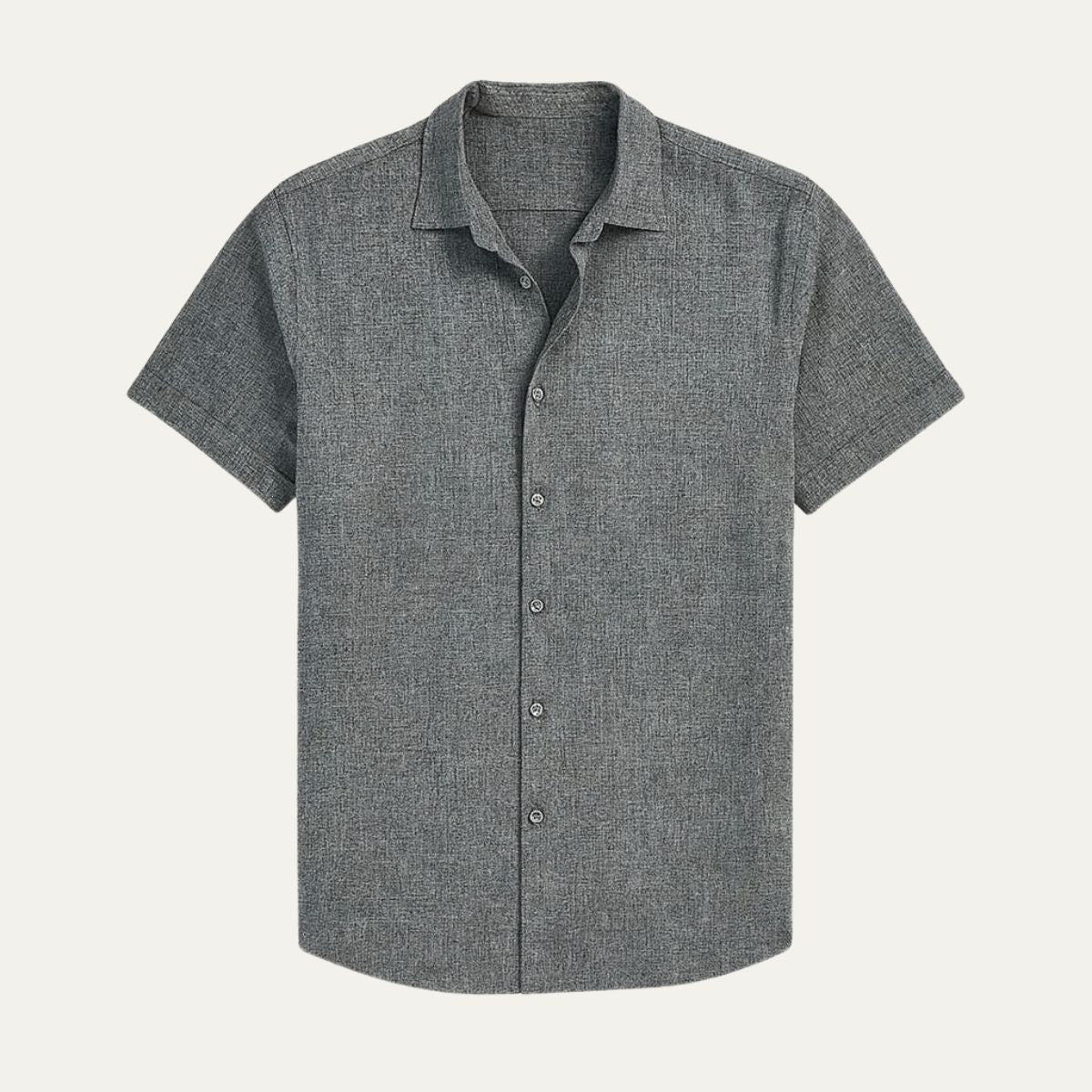 Axel | Men's Linen Shirt Gray Short Sleeve Button Up