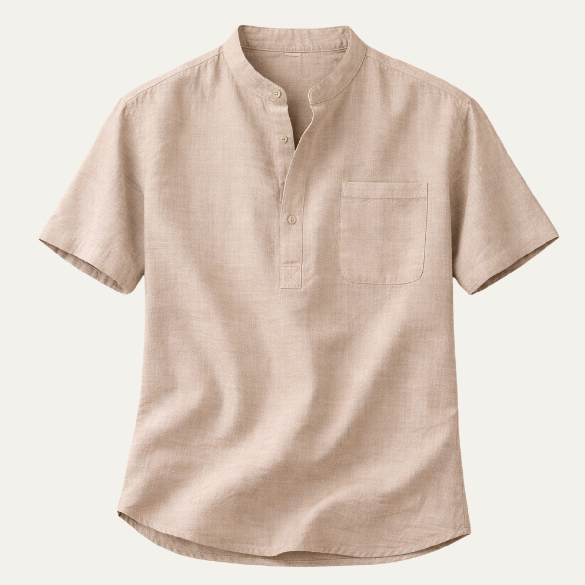 Callum | Men's Casual Linen Henley Black Short Sleeve