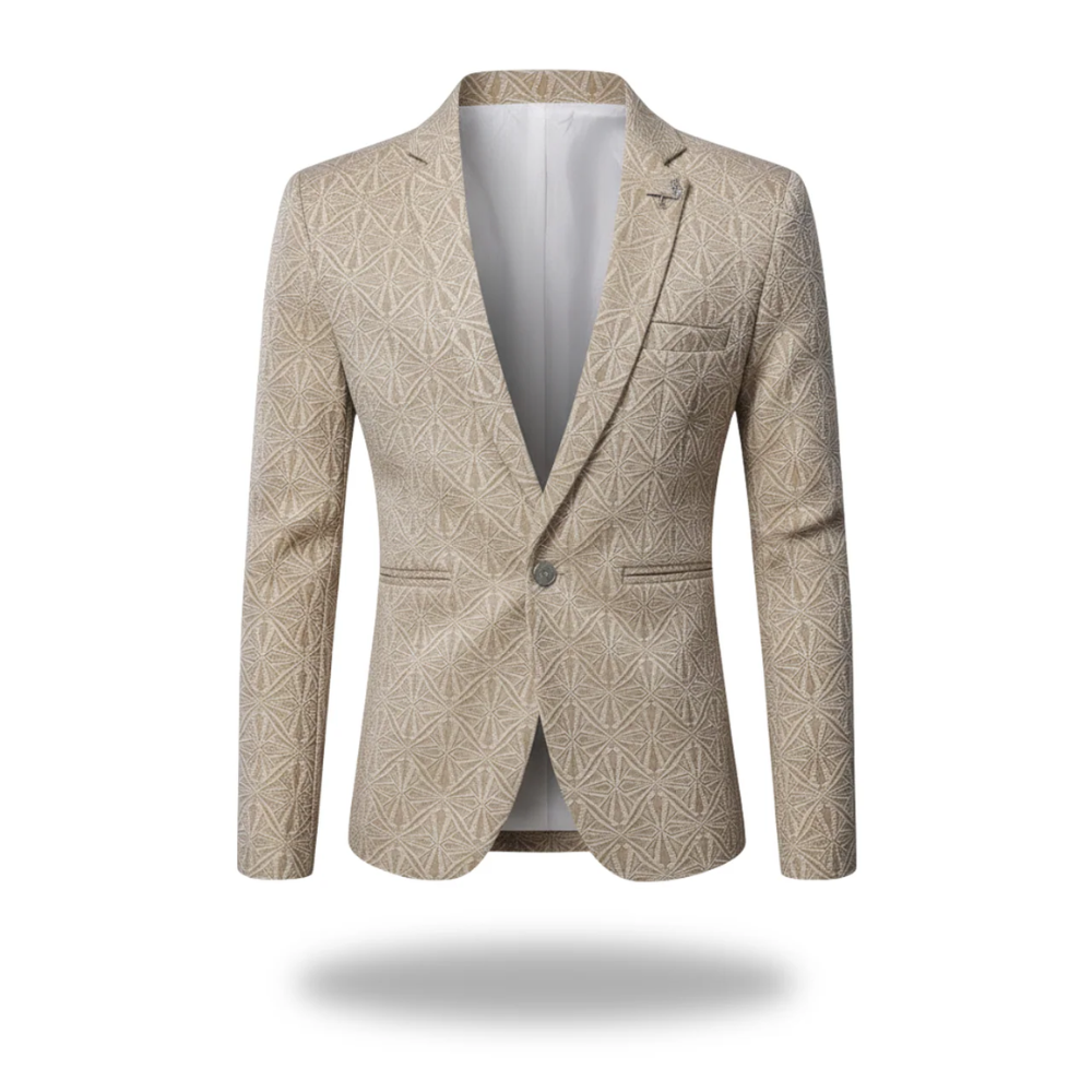 Ash | Men's Cream Geometric Pattern Tailored Blazer Single Button