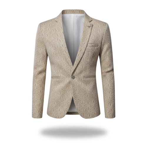 Dama Washington Ash men's cream geometric pattern tailored blazer single button - front view