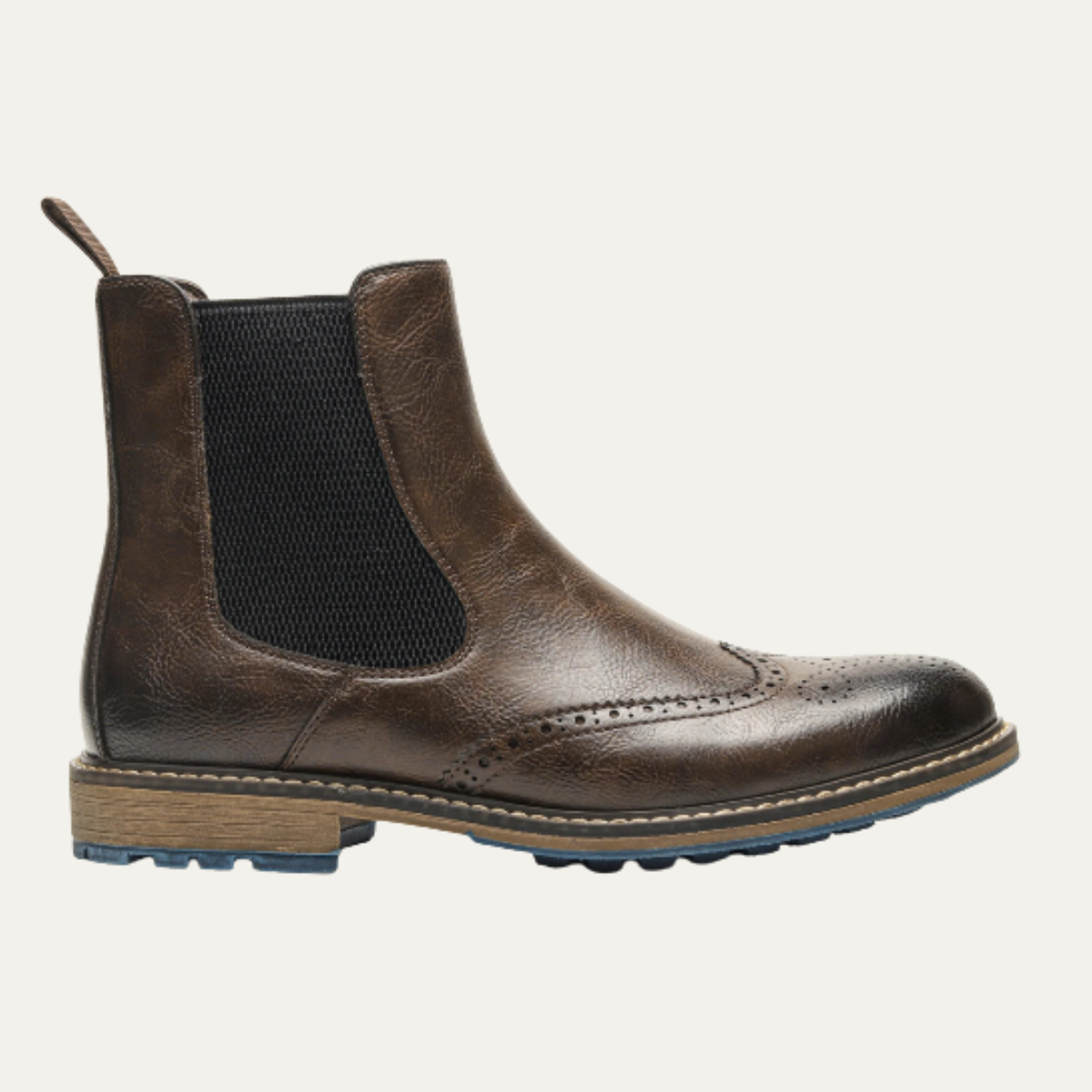 Jasper | Men's Brogue Chelsea Boots Brown Leather