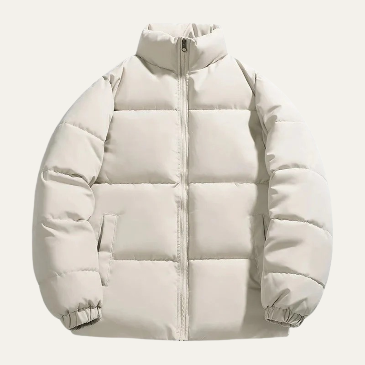 Flint | Men's Puffer Jacket Cream Oversized Quilted