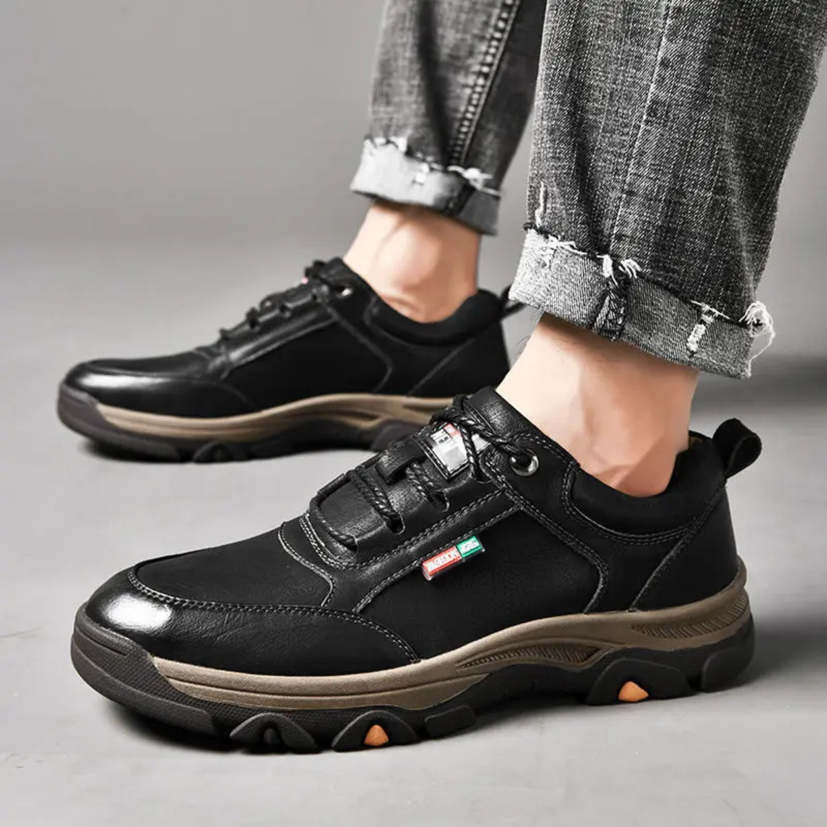 Axel | Men's Leather Lace Up Casual Shoes Black