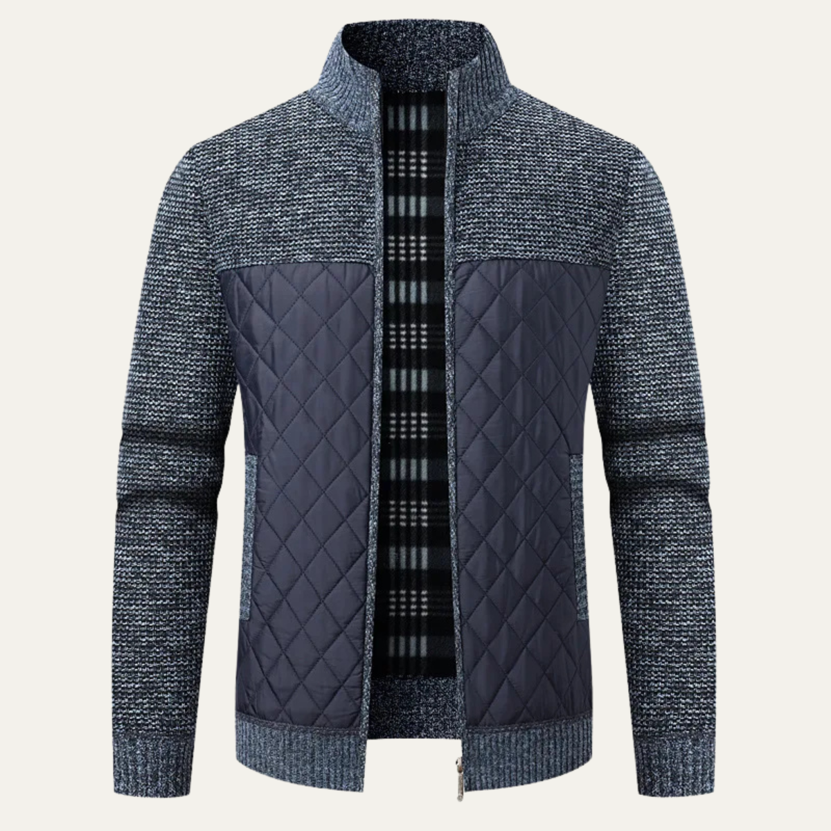 Axel | Men's Quilted Knit Puffer Jacket Burgundy Zip Up